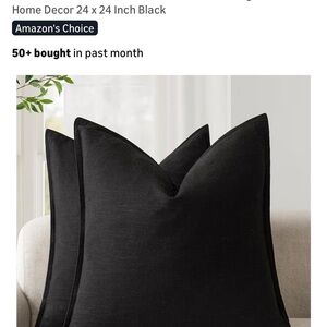 NWOT Elegant Black Throw Pillow cover set of 2